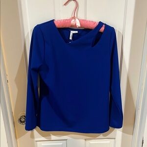 Asymmetrical Blue Long Sleeve Blouse